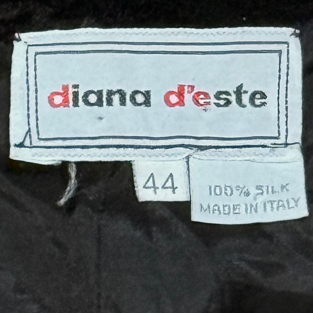 Vintage Diana D’este 100% Silk Top Womens Block Low Cut Velvet Pullover Size 12 - Picture 7 of 7